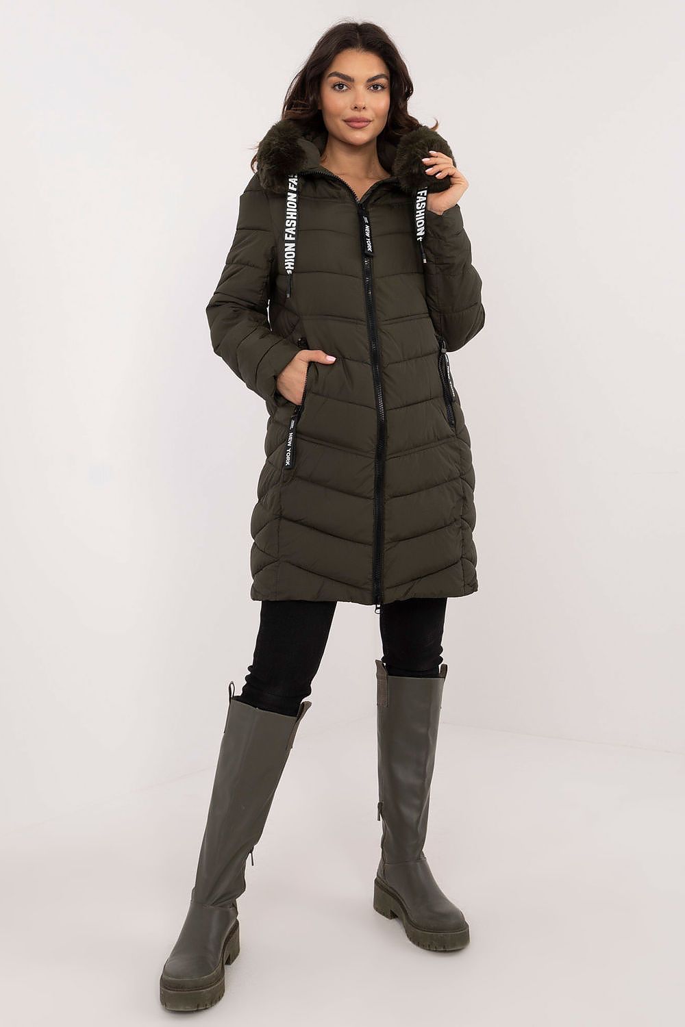 TEEK - Hooded Plush Silhouette Puff Coat COAT TEEK MH green S 