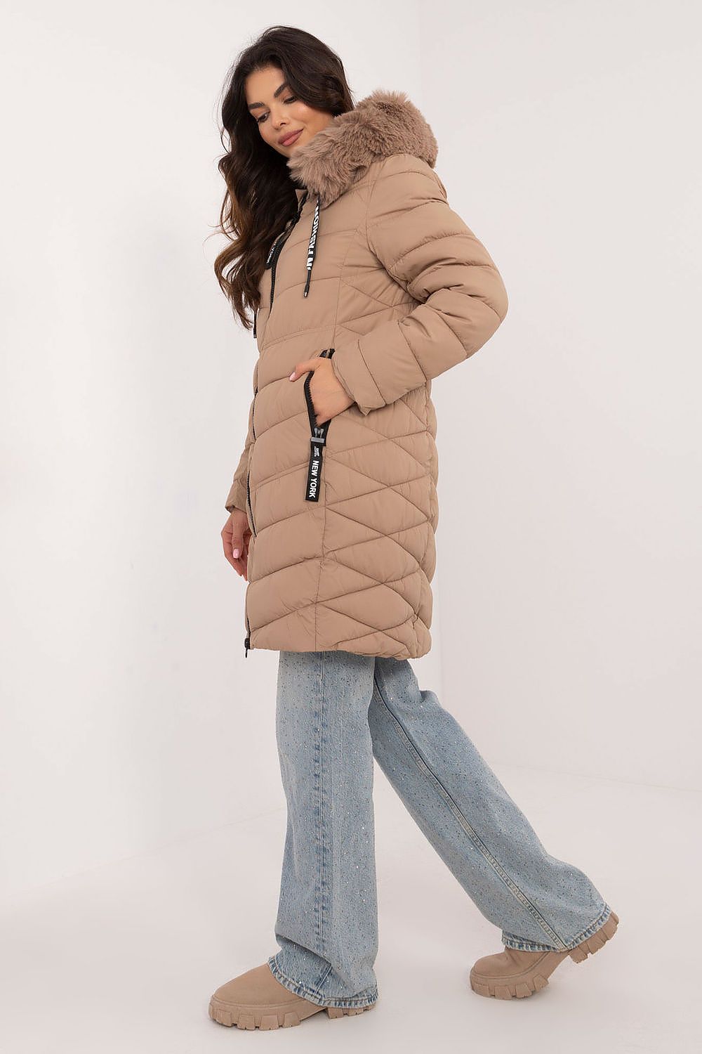 TEEK - Hooded Plush Silhouette Puff Coat COAT TEEK MH beige S 