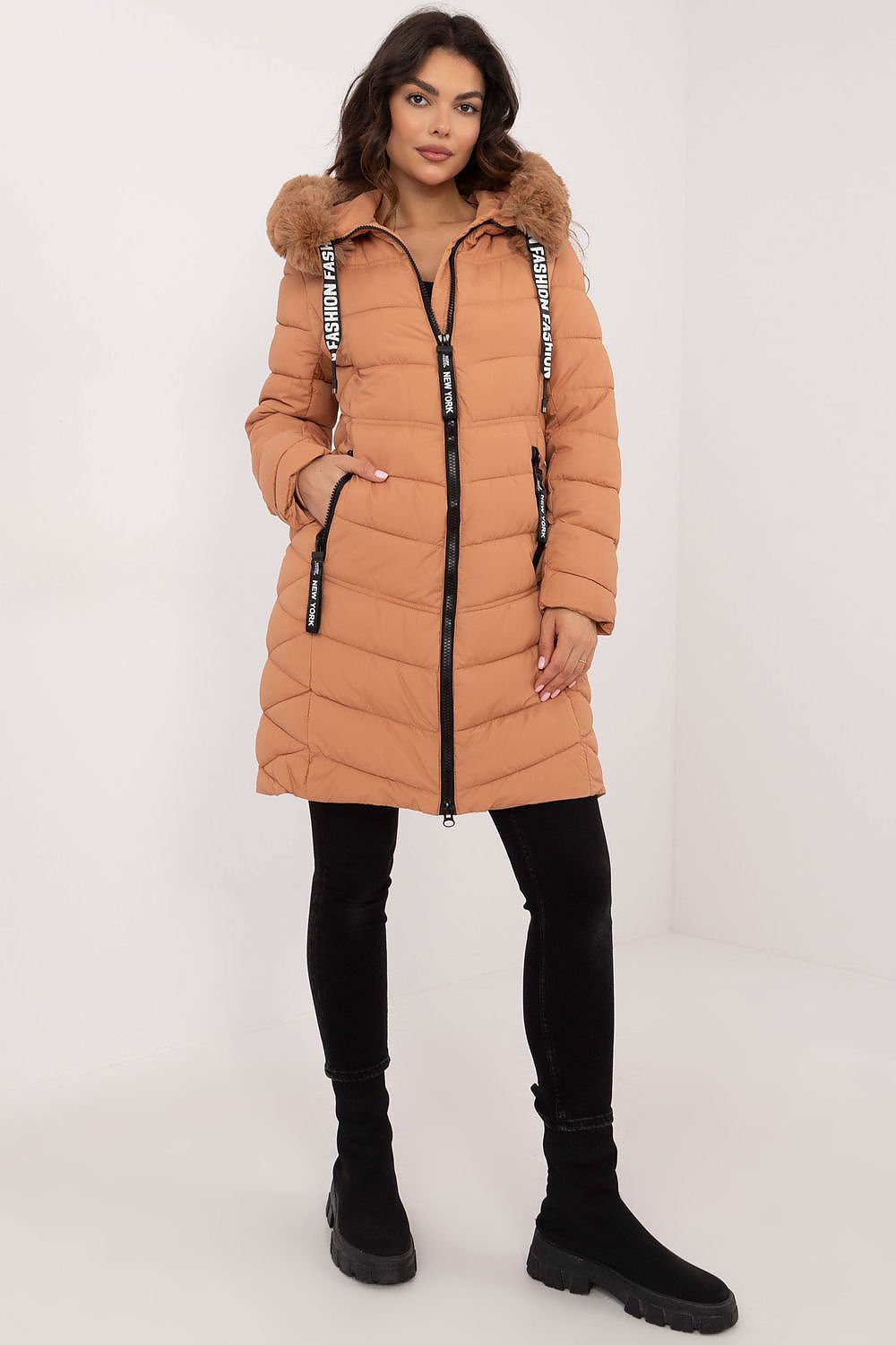 TEEK - Hooded Plush Silhouette Puff Coat COAT TEEK MH brown S 