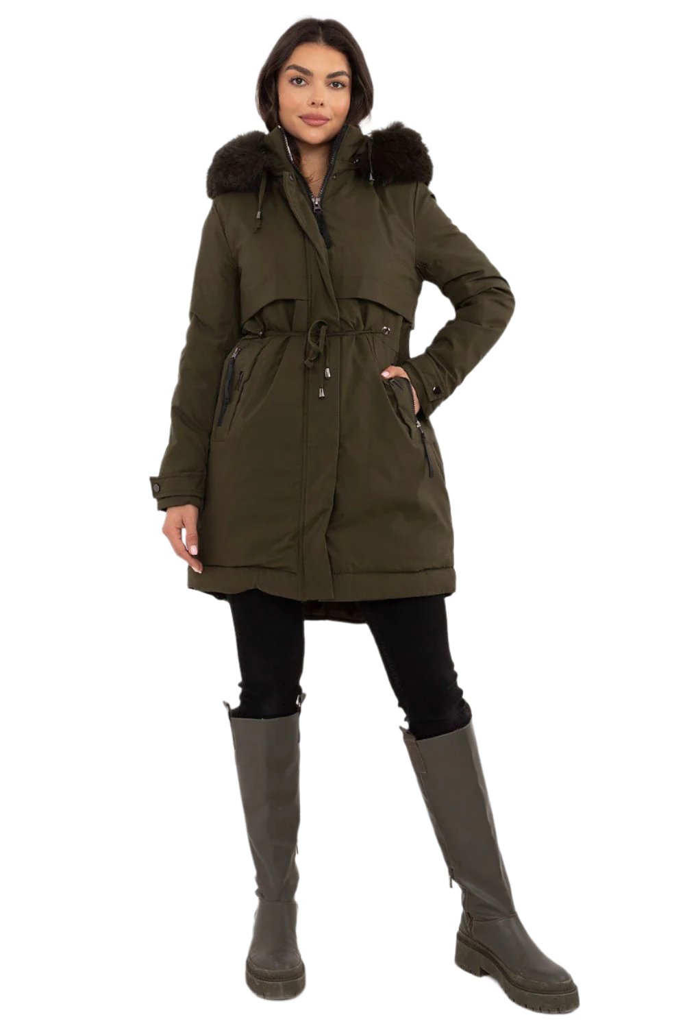 TEEK - Waist Pull Plush Hooded Coat COAT TEEK MH green S 