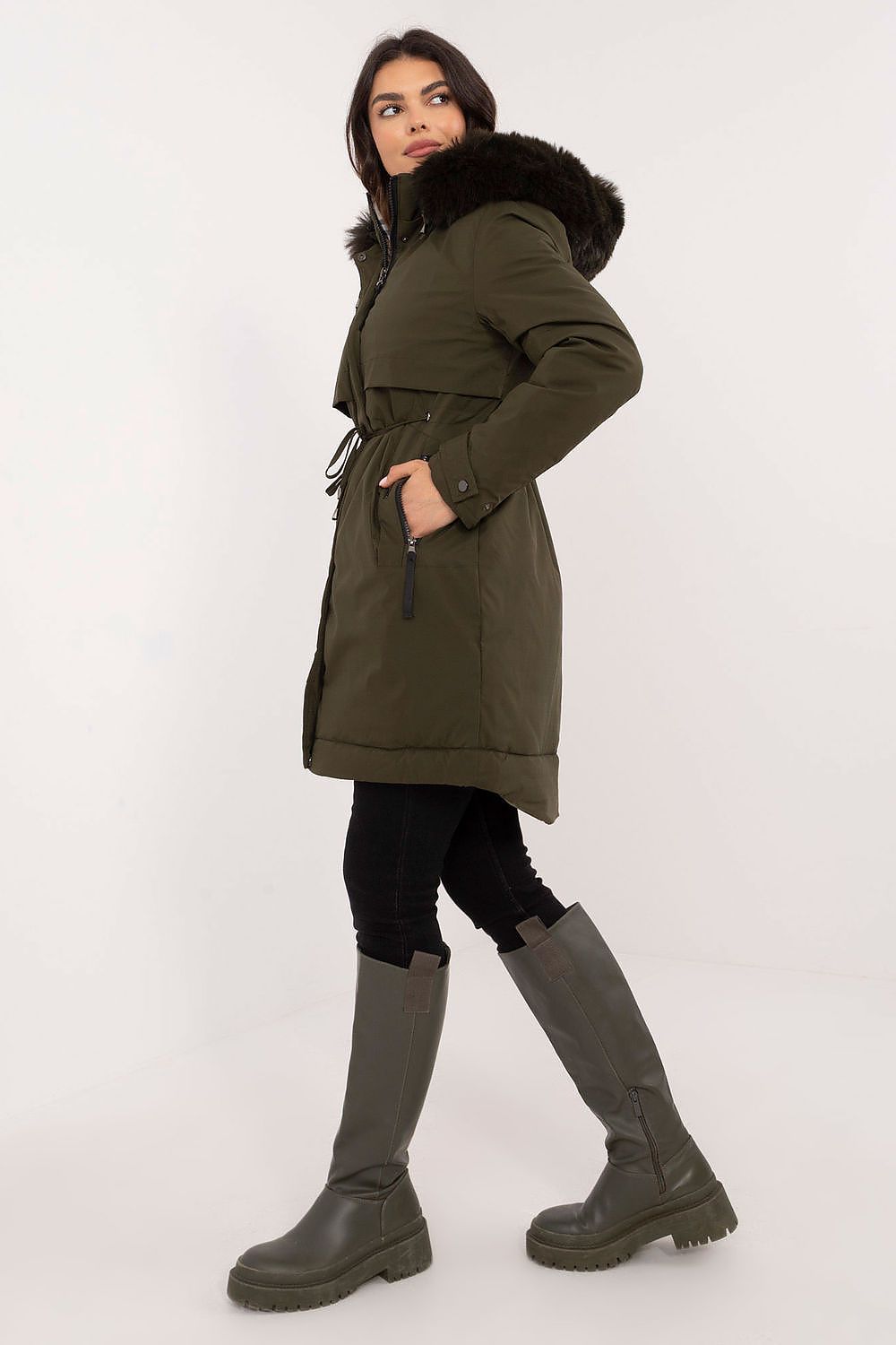 TEEK - Waist Pull Plush Hooded Coat COAT TEEK MH   