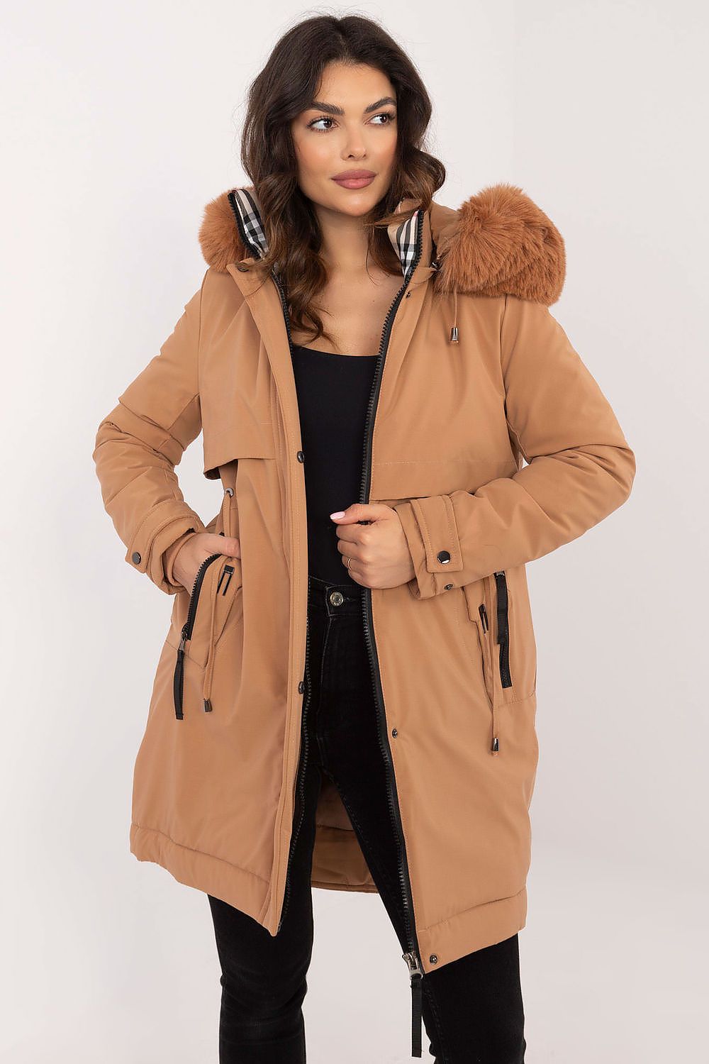 TEEK - Waist Pull Plush Hooded Coat COAT TEEK MH brown S 