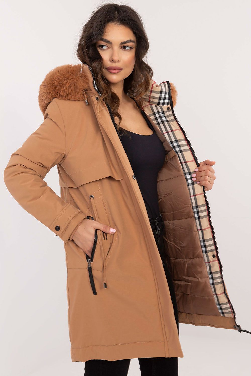 TEEK - Waist Pull Plush Hooded Coat COAT TEEK MH   