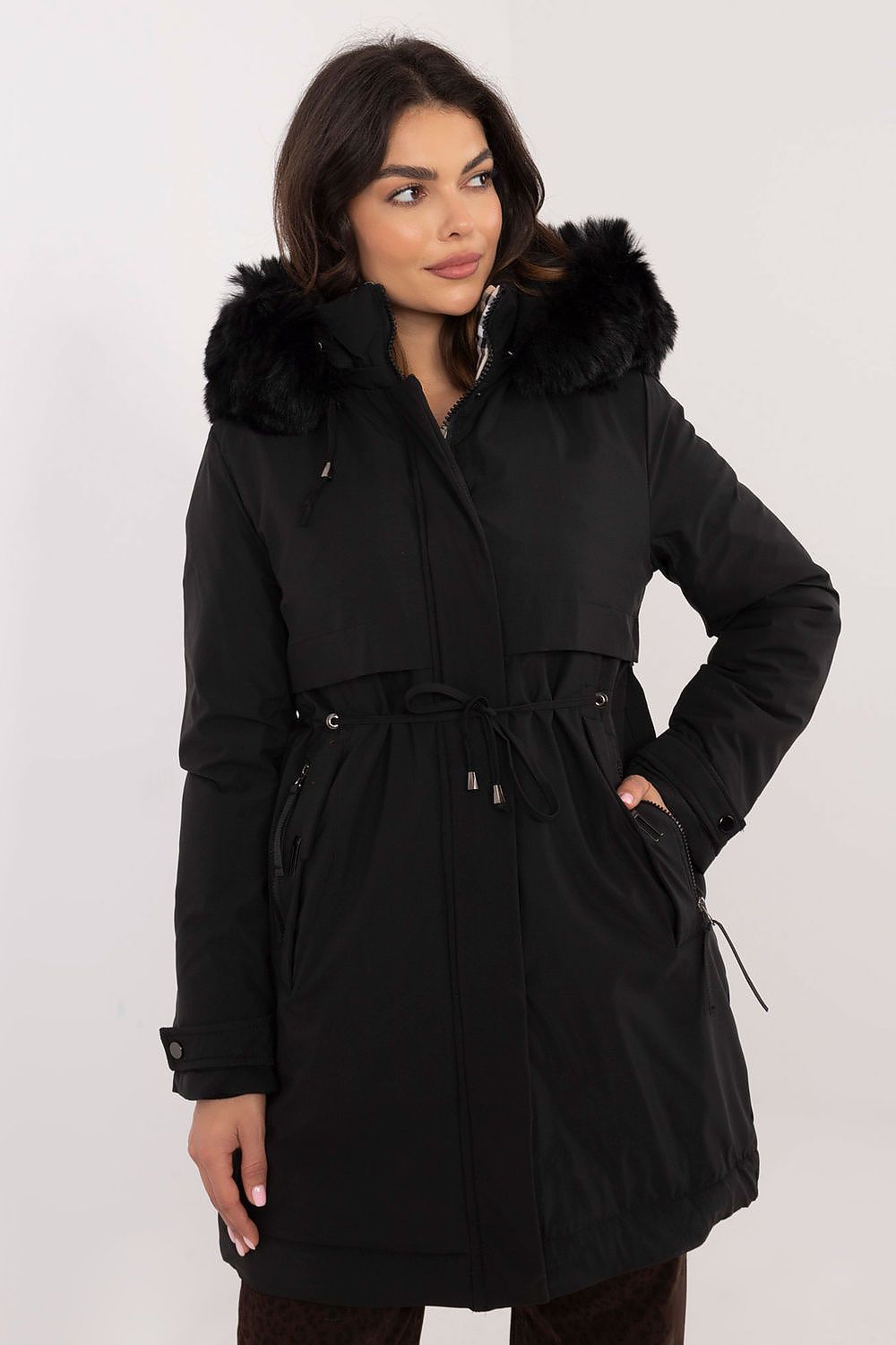 TEEK - Waist Pull Plush Hooded Coat COAT TEEK MH black S 