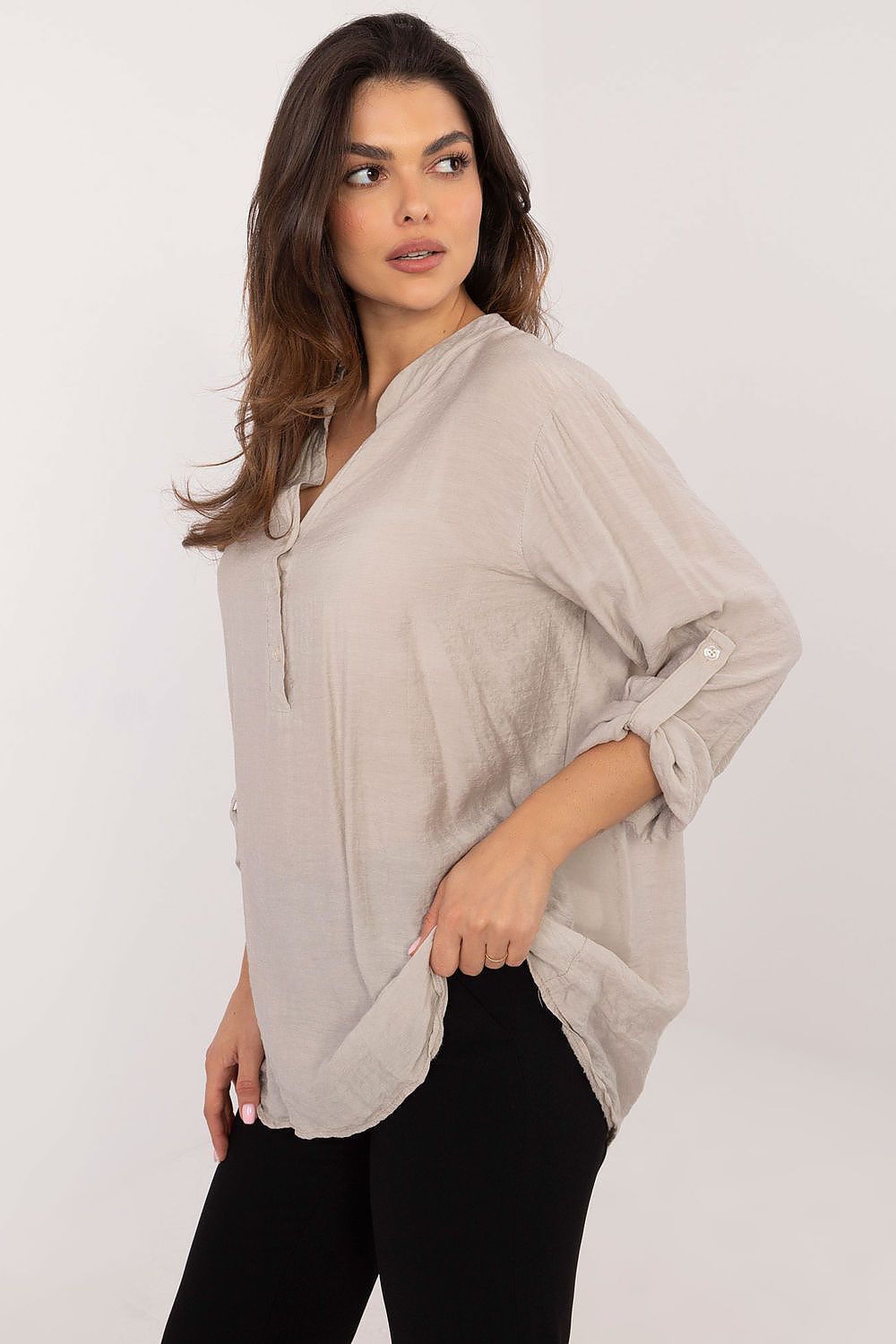 TEEK - Thin V-Neck Pinned Sleeve Blouse TOPS TEEK MH   