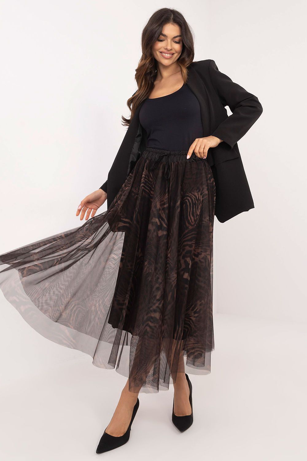 TEEK - Sheet Print Mixed Tulle Skirt SKIRT TEEK MH brown One Size 