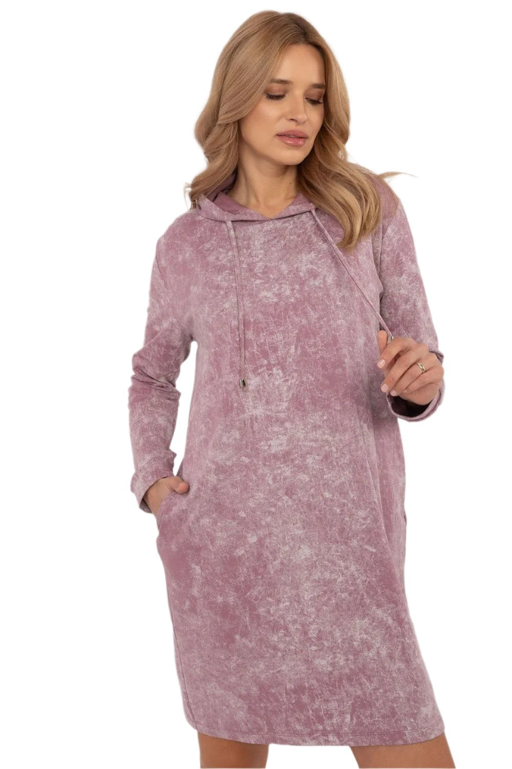 TEEK - Hooded Pocketed Sweatshirt Day Dress DRESS TEEK MH violet One Size