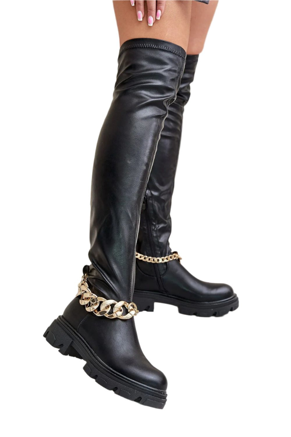 TEEK - Black Thick Anklet Over The Knee Boots  TEEK MH   