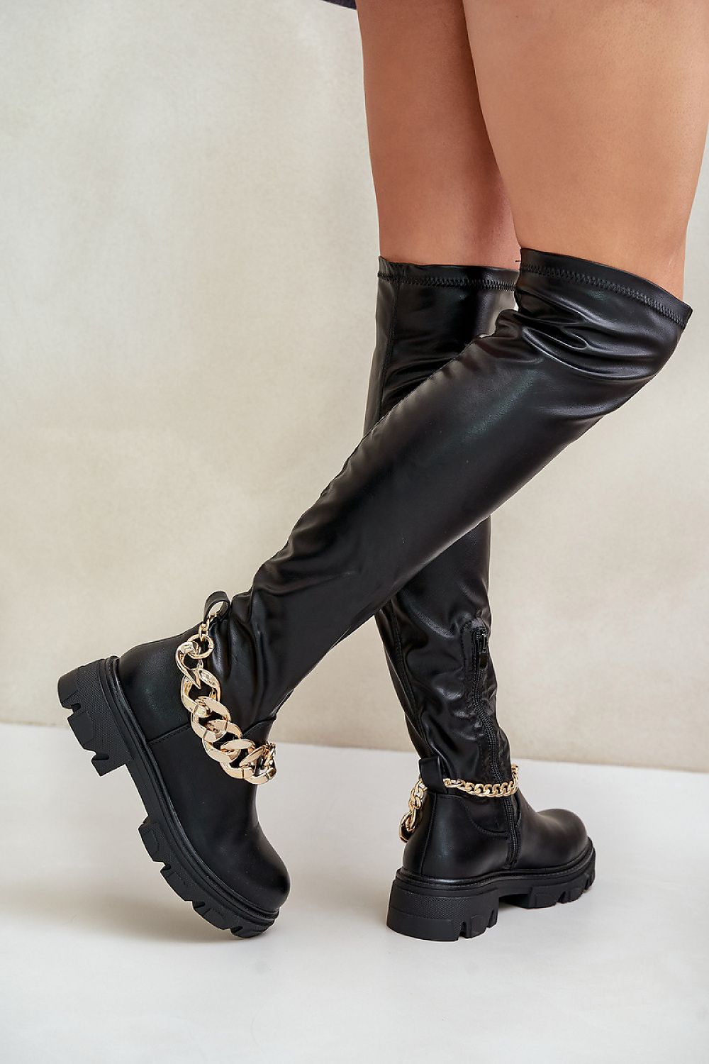 TEEK - Black Thick Anklet Over The Knee Boots  TEEK MH 6  