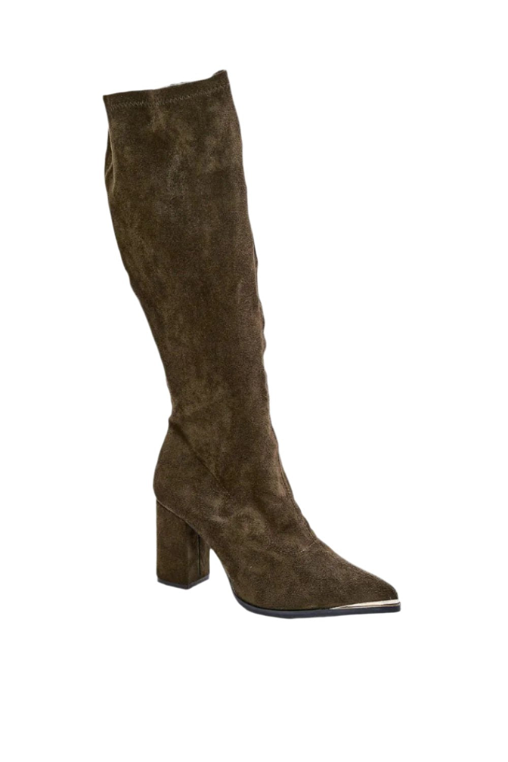 TEEK - Suede Knee High Toe Accent Heel Boots SHOES TEEK MH   