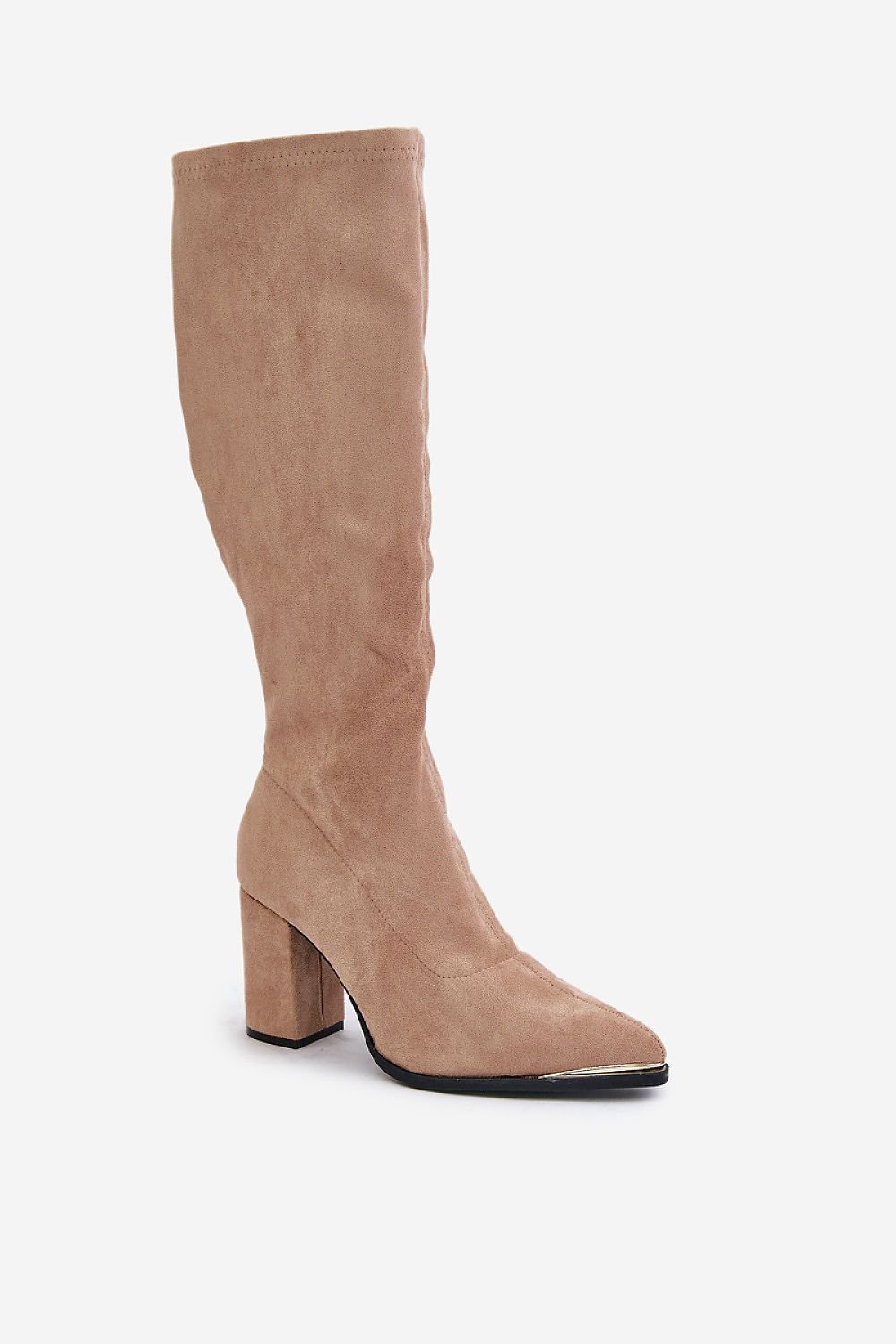 TEEK - Suede Knee High Toe Accent Heel Boots SHOES TEEK MH   