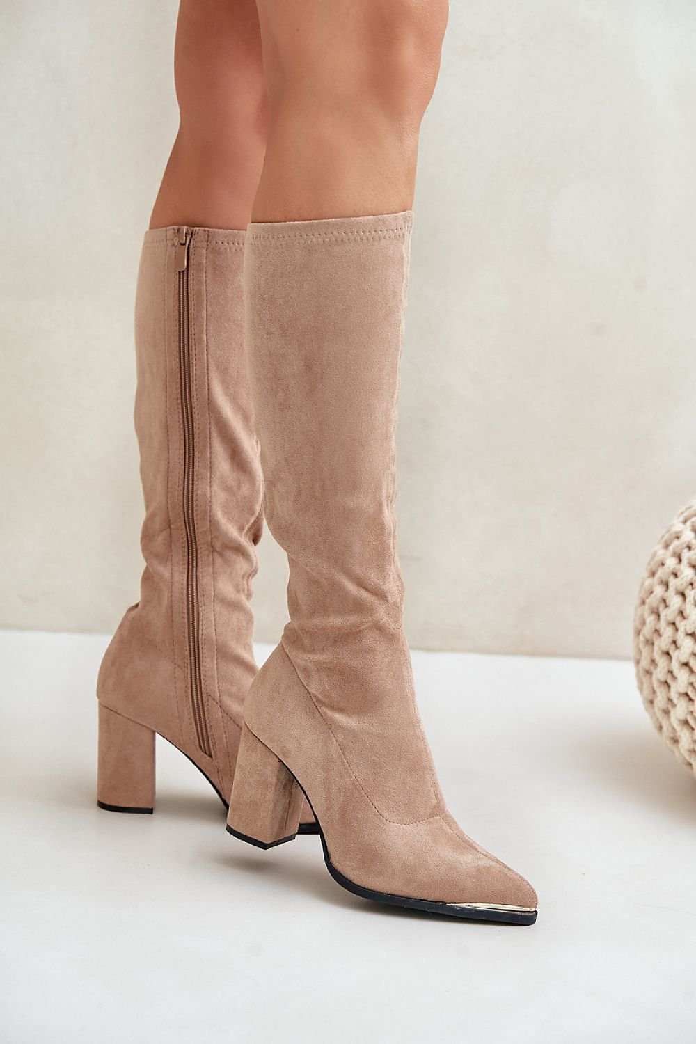 TEEK - Suede Knee High Toe Accent Heel Boots SHOES TEEK MH   