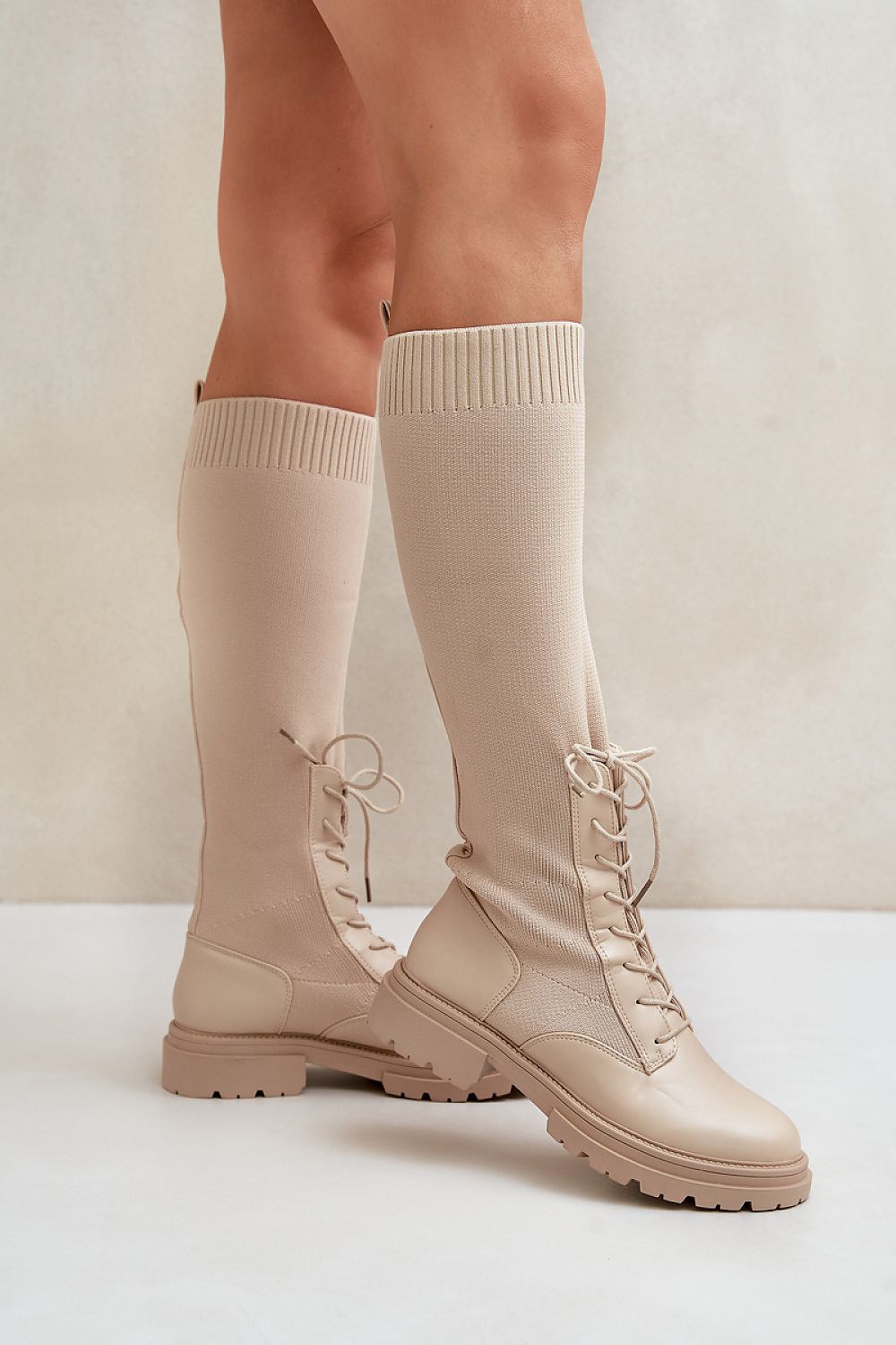 TEEK - Laced Mixed Media Covered Calf Boots  TEEK MH   