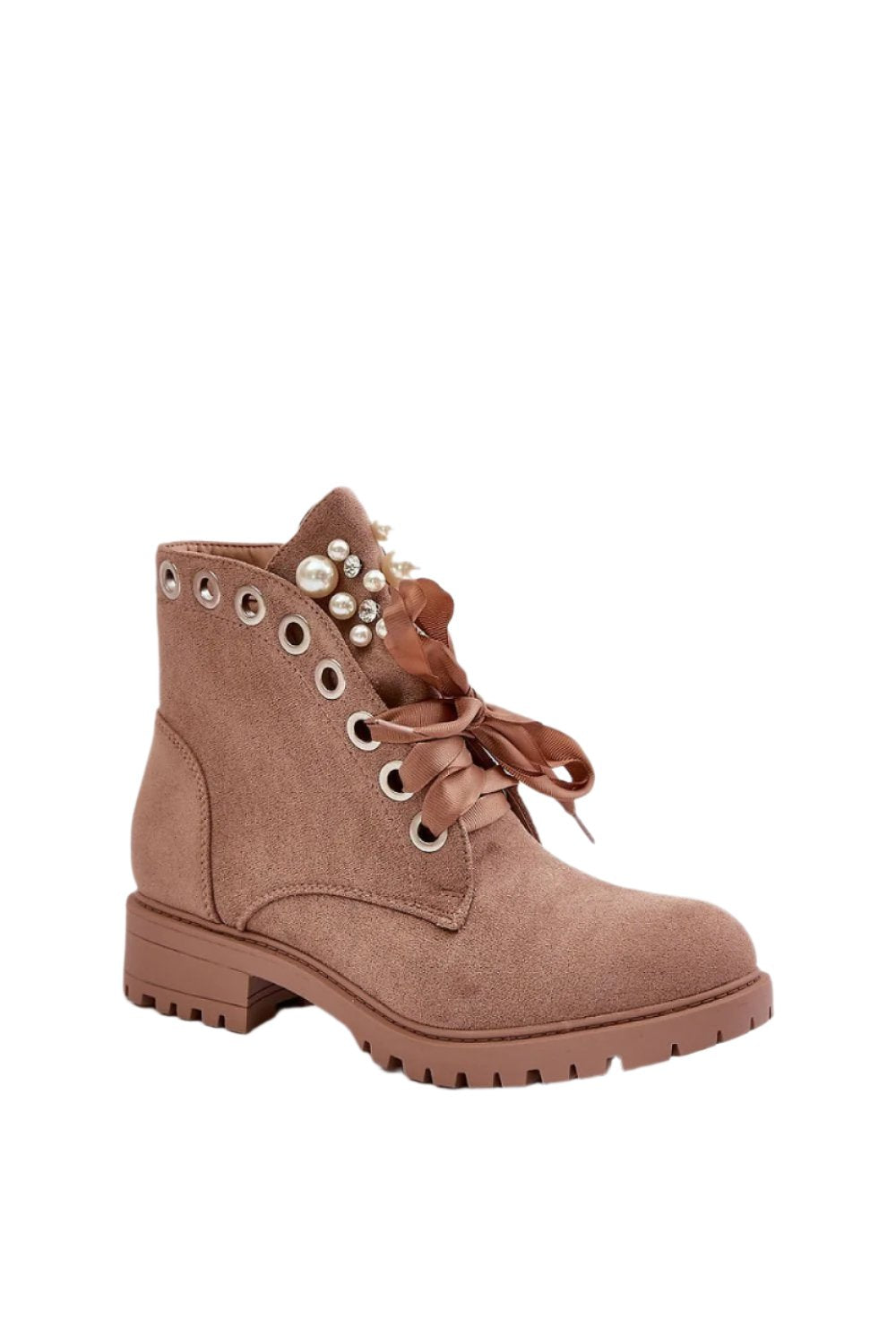 TEEK - Beige Laced Pearl Tongue Boots SHOES TEEK MH   