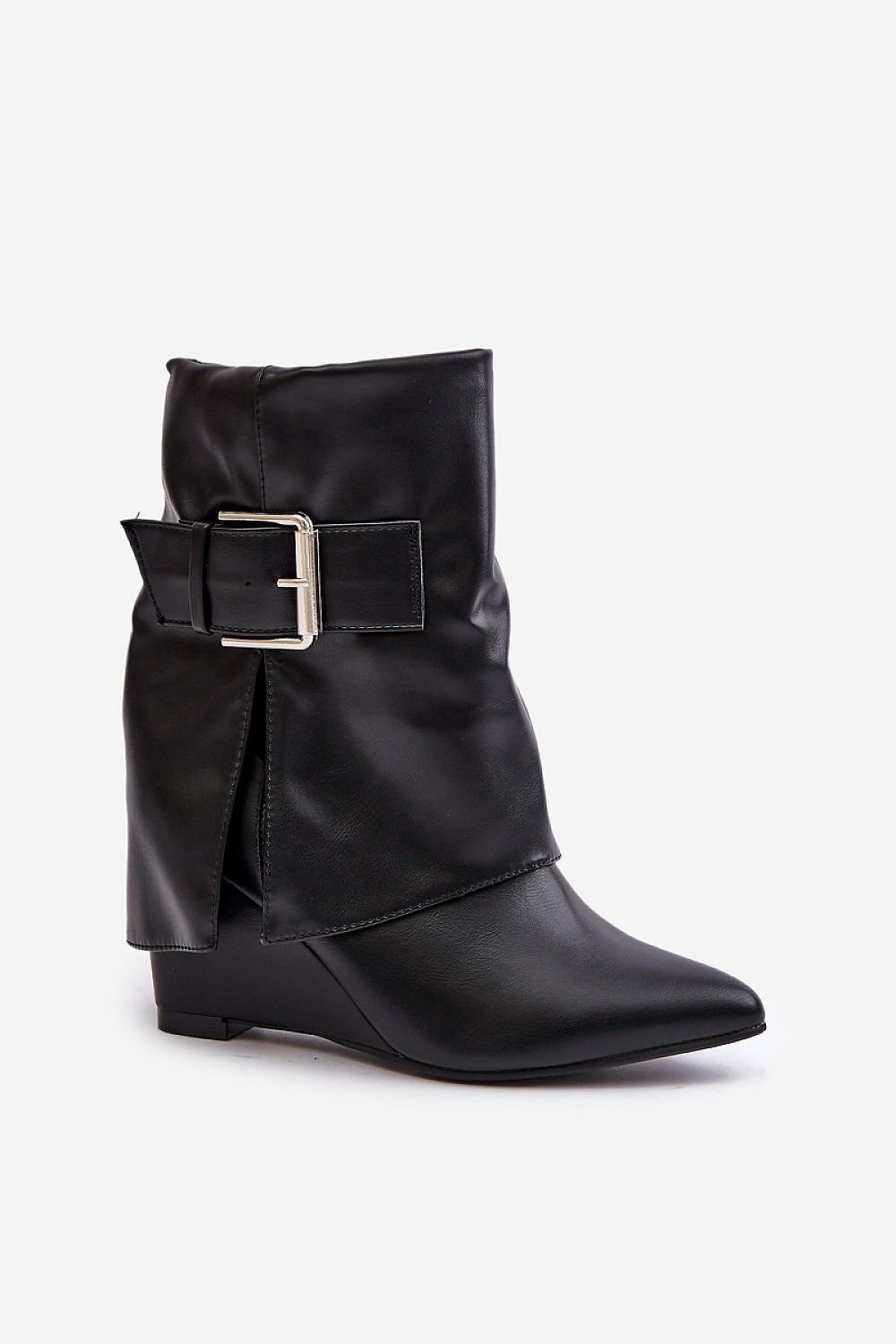 TEEK - Black Cuffed Buckle Buskin Boots  TEEK MH   