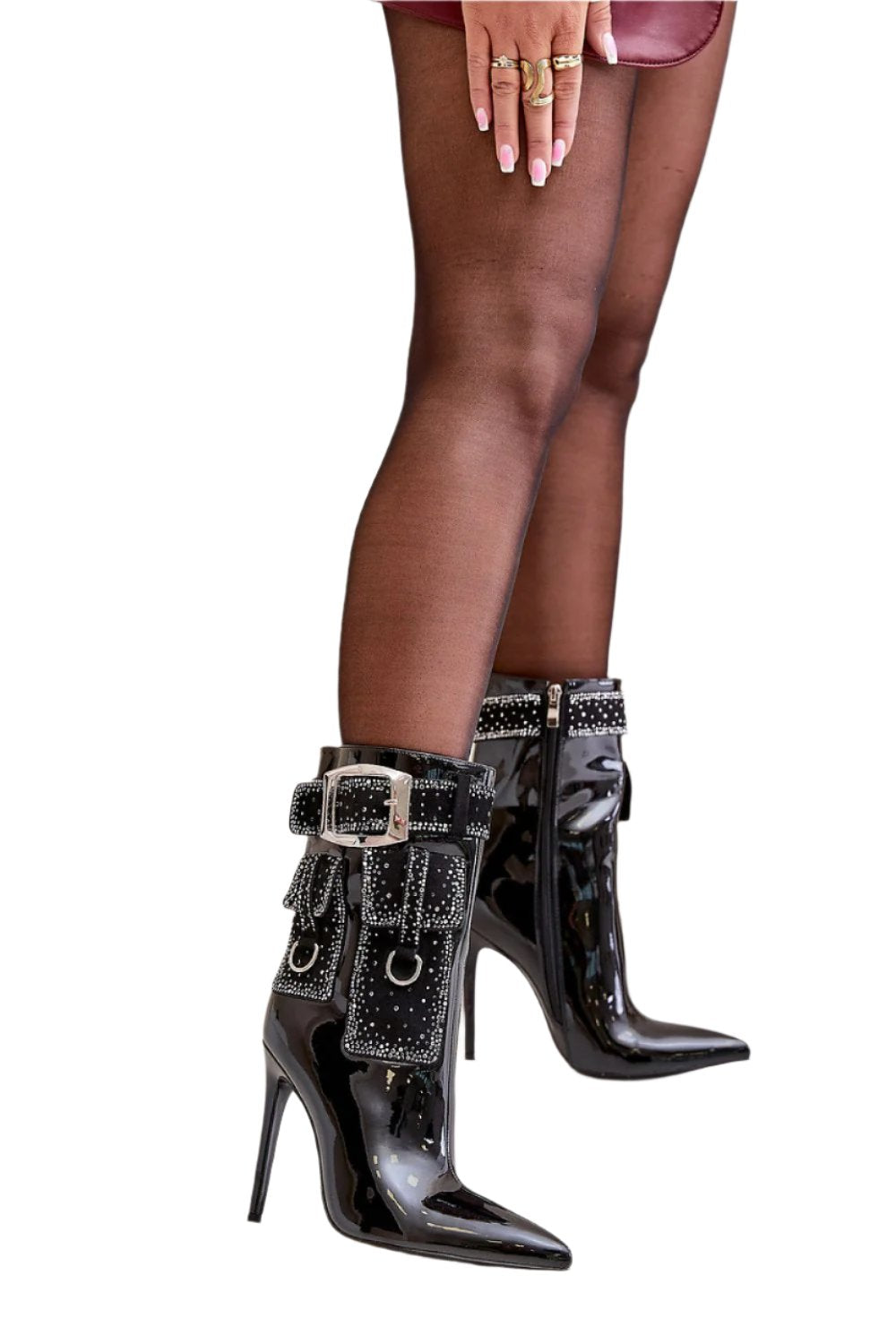 TEEK - Black Cargo Buckle Heeled Boots  TEEK MH   