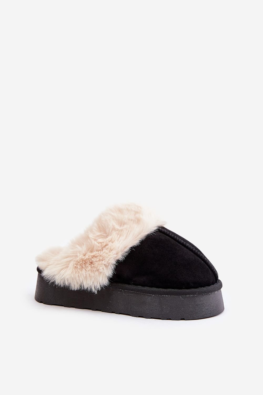 TEEK - Black Suede Fluff Middle Seam Slippers SHOES TEEK MH 6.5