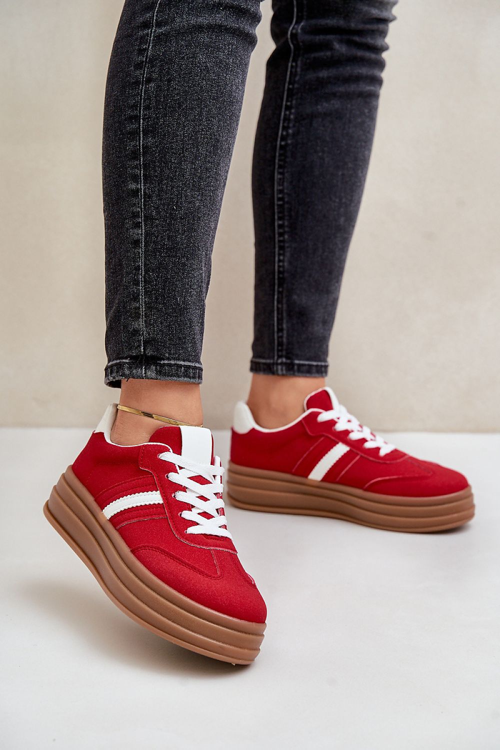 TEEK - Classic Lined Laced Sneakers SHOES TEEK MH red 6.5