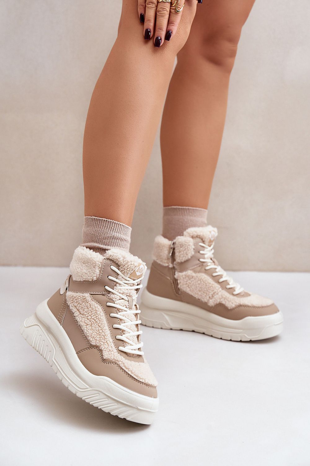 TEEK - Fleece Mix Laced Sneaker TEEK MH beige 6.5