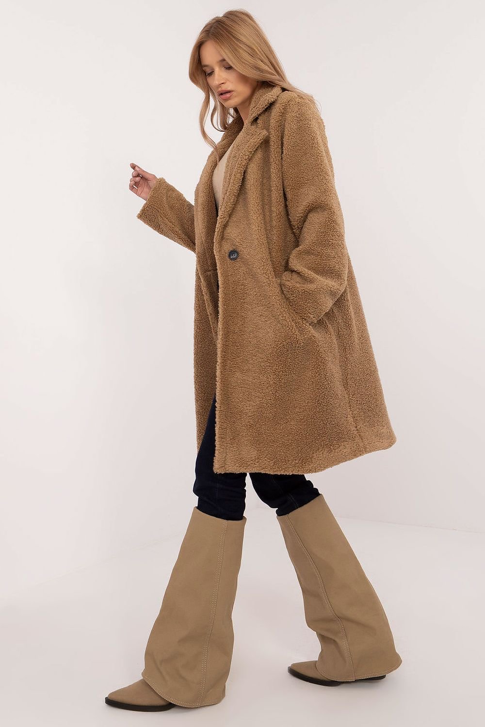 TEEK - Fluff Pocketed Knee-Length Coat COAT TEEK MH