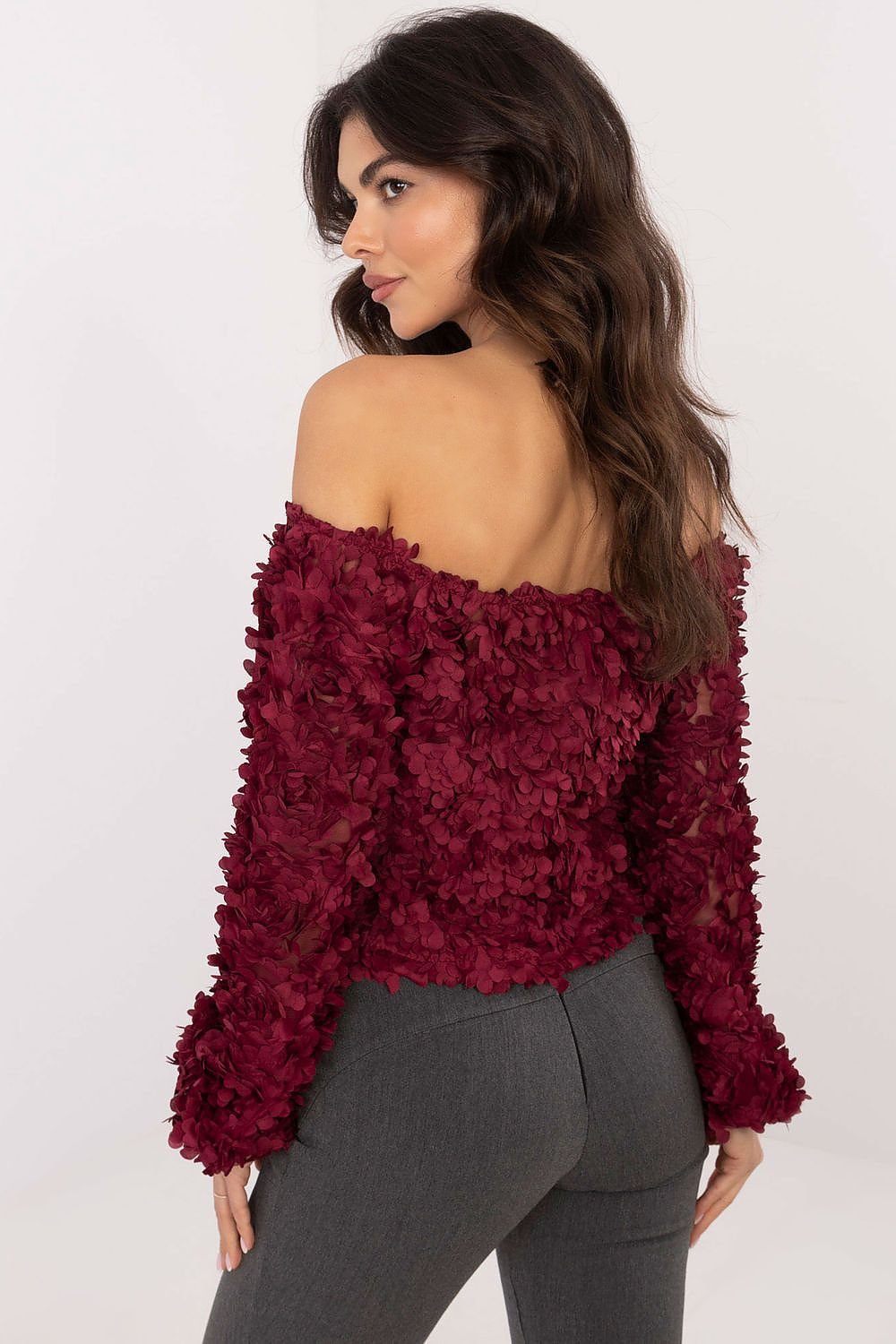 TEEK - Red Piled Petals Off-Shoulder Blouse TOPS TEEK MH