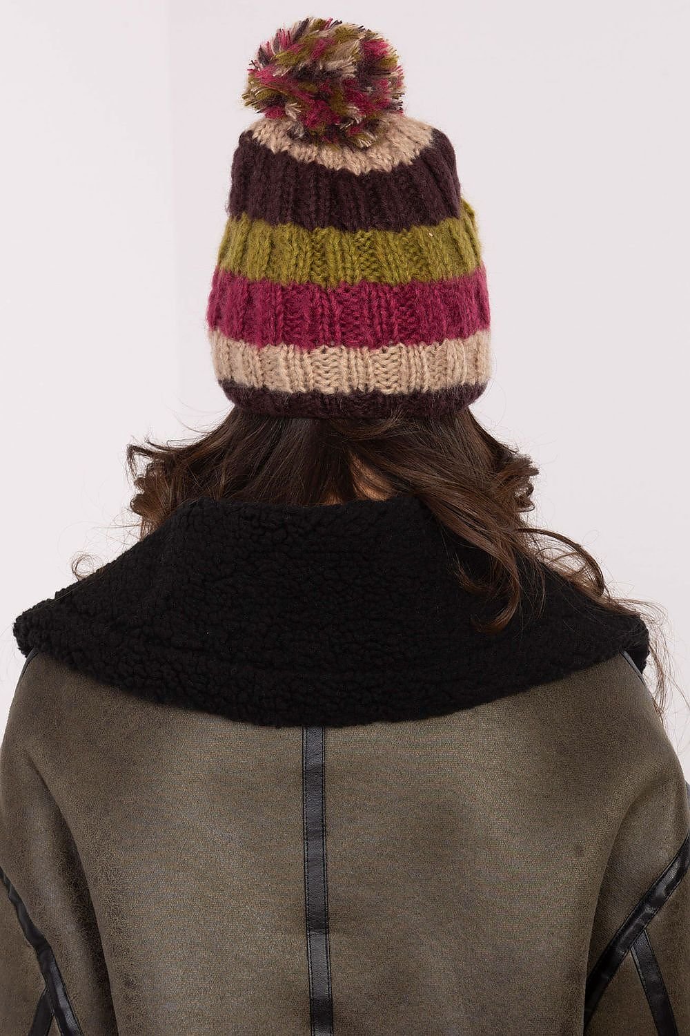 TEEK - Beige Multicolor Striped Pom Pom Top Cap HAT TEEK MH