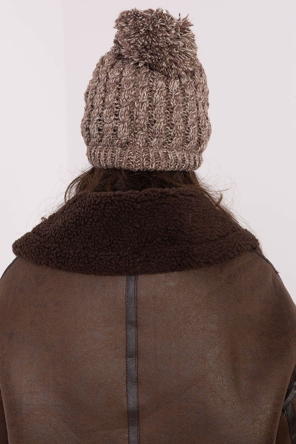 TEEK - Beige Striped Pom Pom Top Knitted Cap HAT TEEK MH