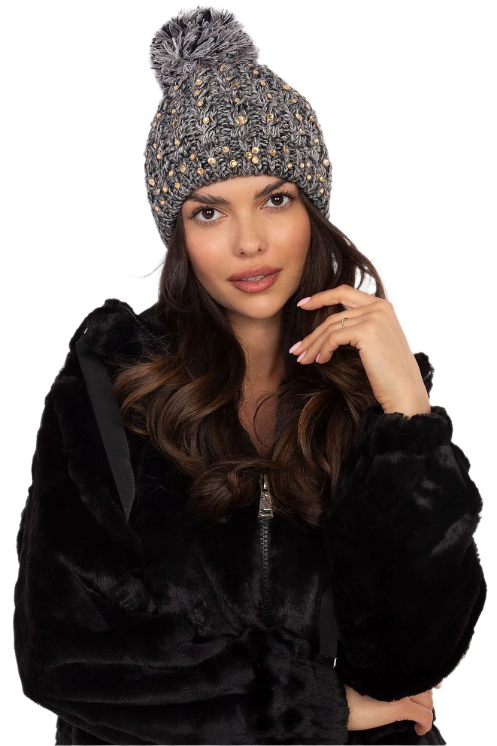 TEEK - Grey Pom Pom Knitted Beanie HAT TEEK MH