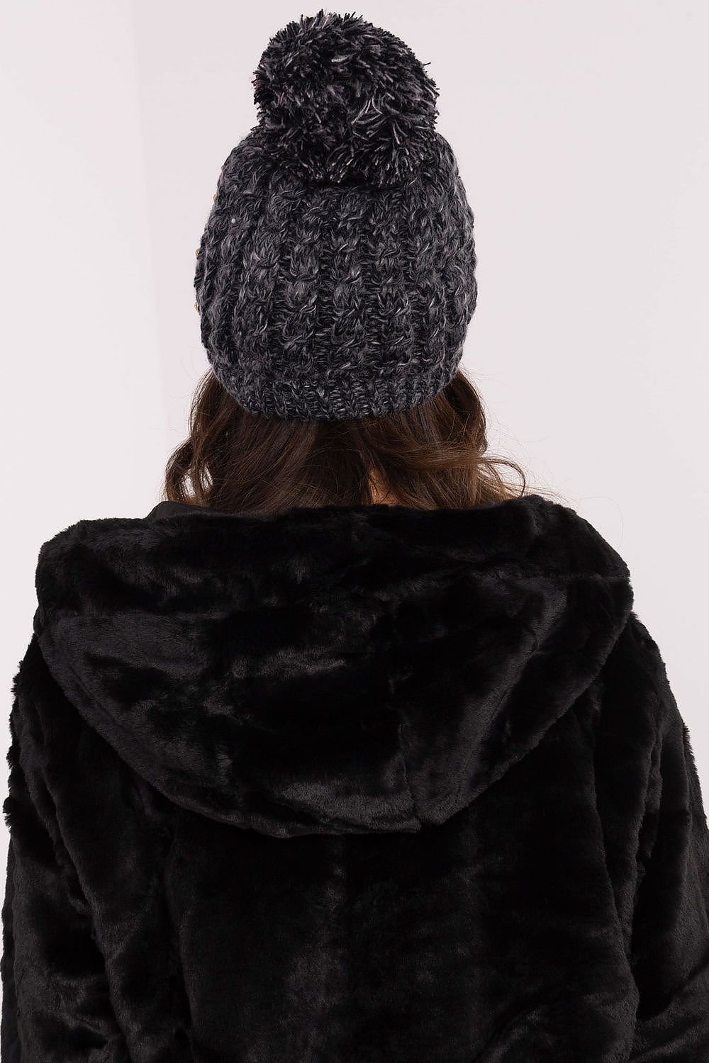 TEEK - Black Bejeweled Pom Pom Top Beanie HAT TEEK MH