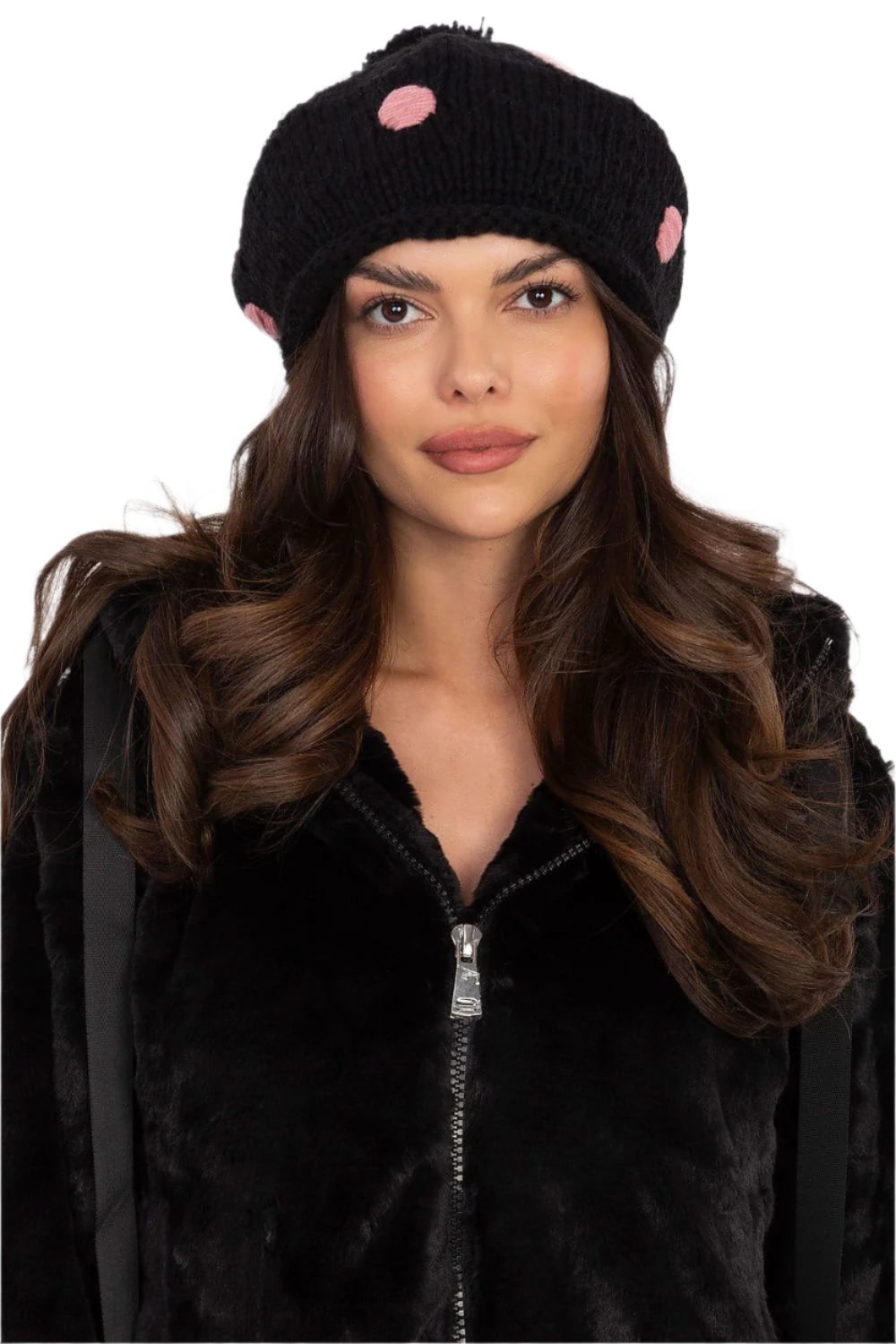 TEEK - Black Dotted Pom Pom Knitted Cap HAT TEEK MH