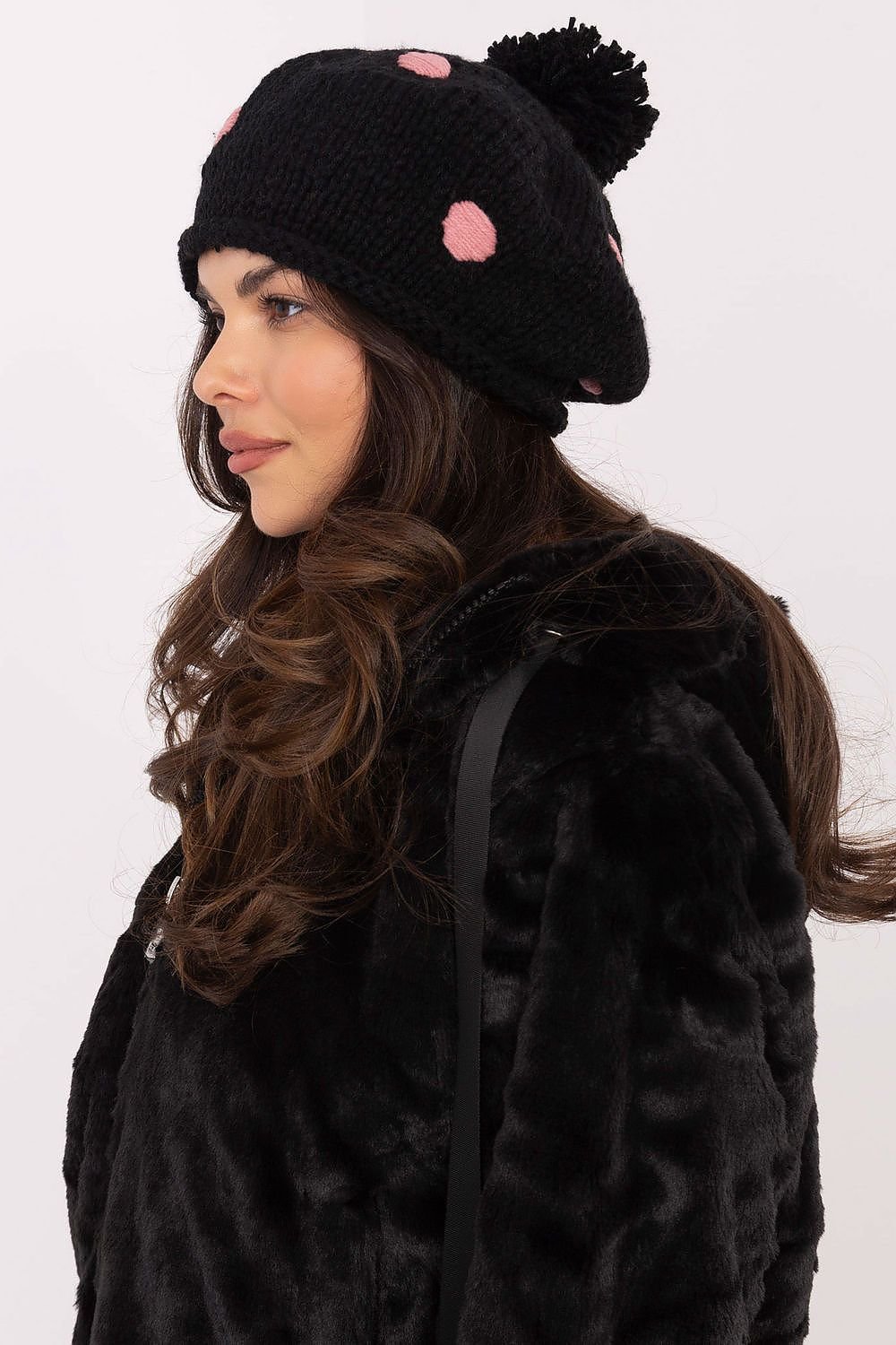 TEEK - Black Dotted Pom Pom Knitted Cap HAT TEEK MH