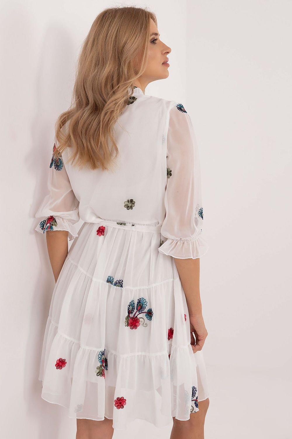 TEEK - Flared Few Flowers Sheer Sleeve Dress DRESS TEEK MH