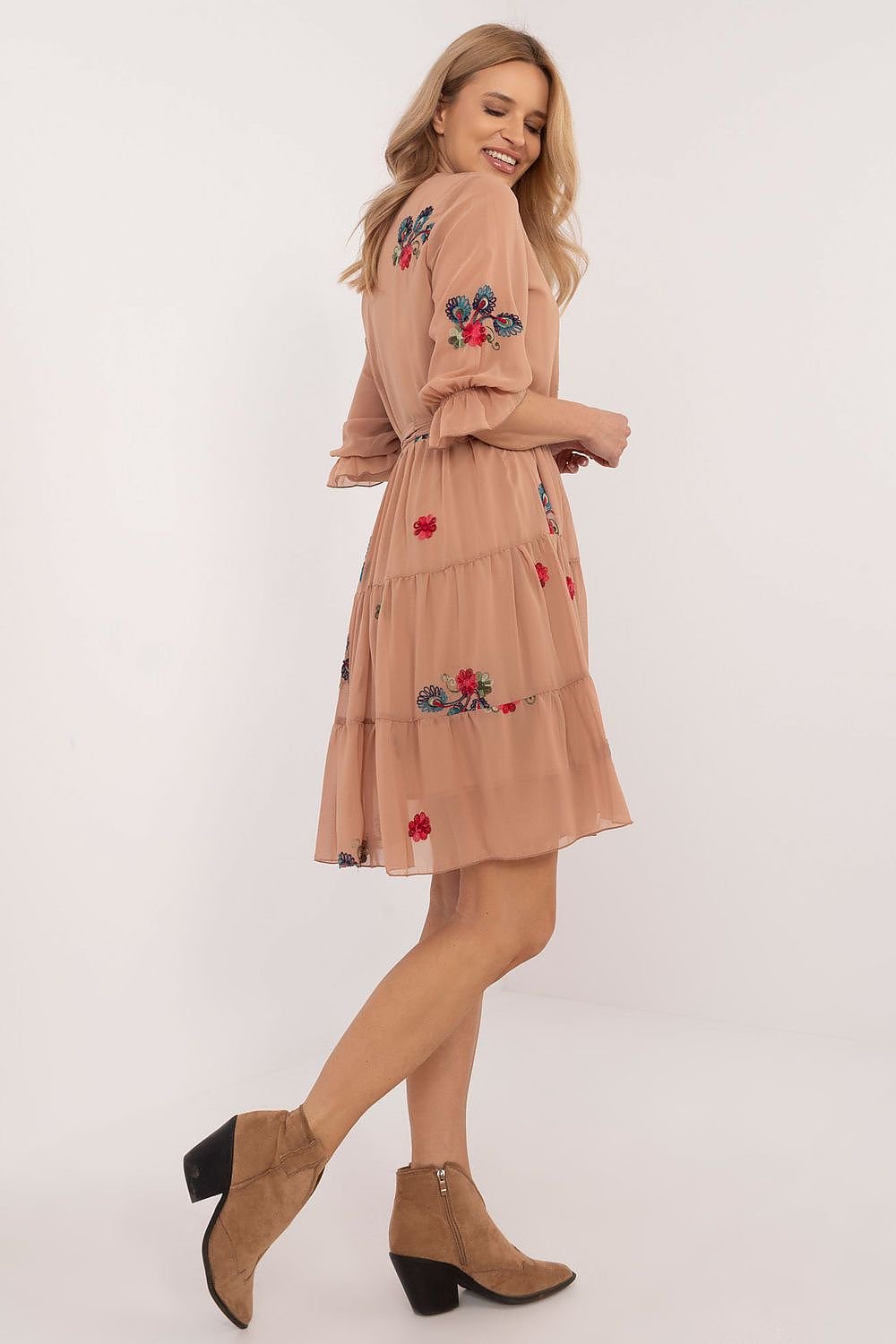 TEEK - Flared Few Flowers Sheer Sleeve Dress DRESS TEEK MH