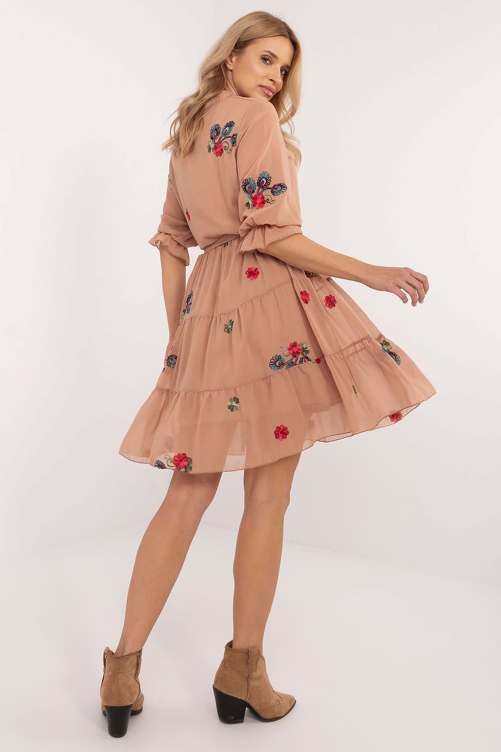 TEEK - Flared Few Flowers Sheer Sleeve Dress DRESS TEEK MH