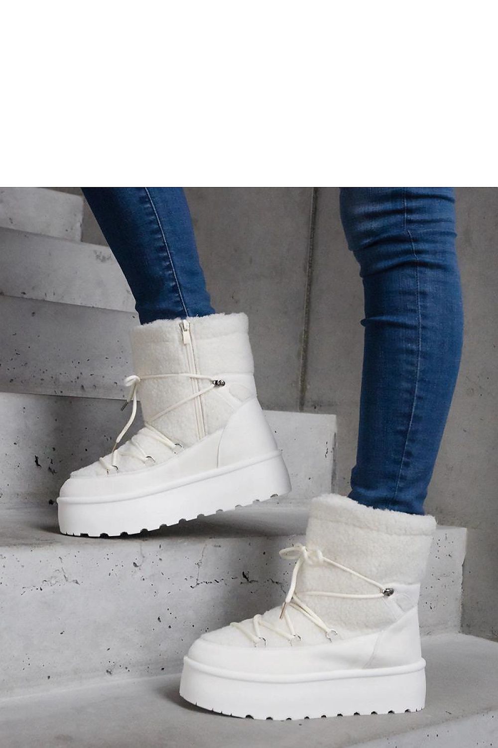 TEEK - White Platform Andra Canoe Laced Snow Boots SHOES TEEK MH