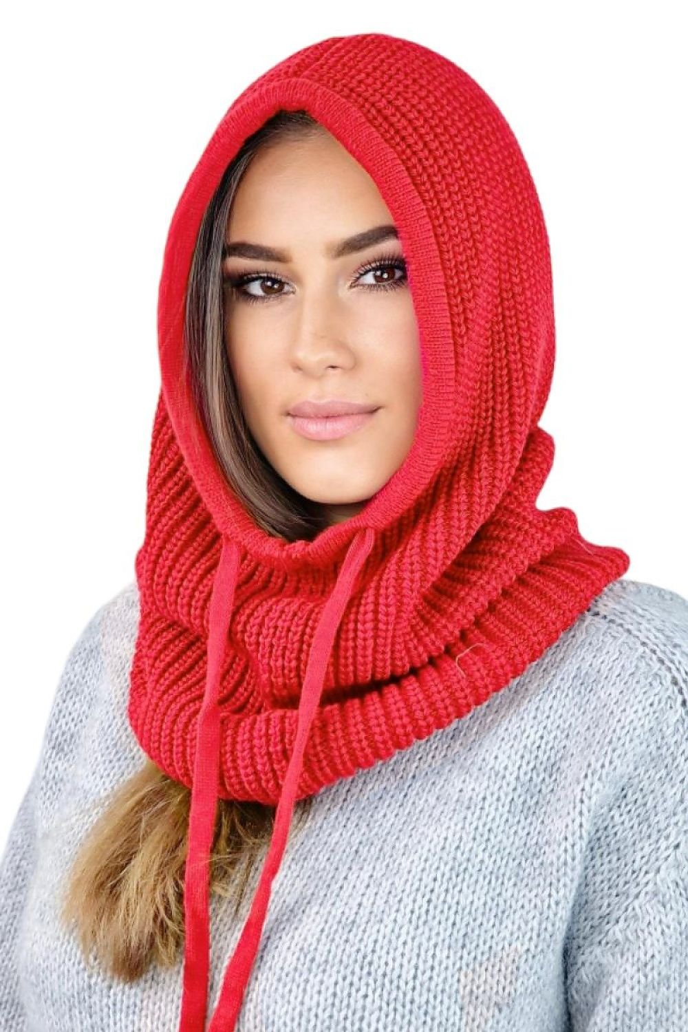 TEEK - Knitted Drawstring Hood Headwear HAT TEEK MH red One Size