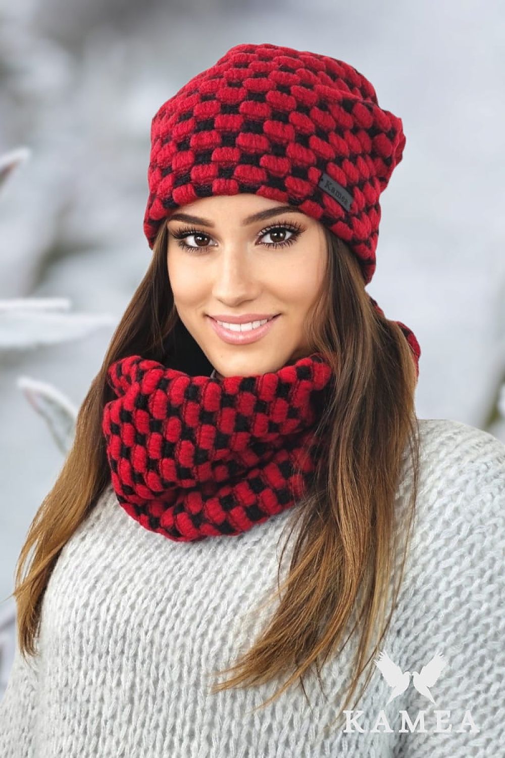 TEEK - Luxurious Super Soft Hat Scarf Set SET TEEK MH red One Size