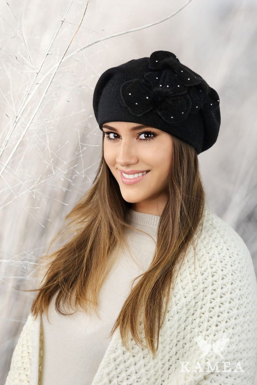 TEEK - Triple Flower Cindy Beret HAT TEEK MH black One Size