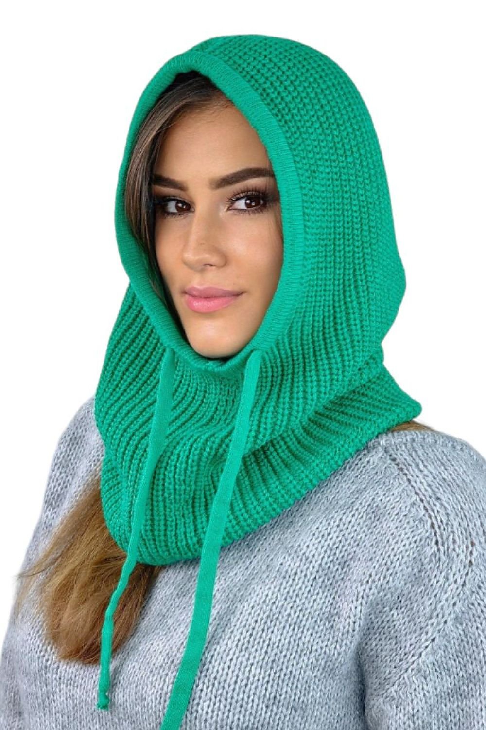 TEEK - Knitted Drawstring Hood Headwear HAT TEEK MH green One Size