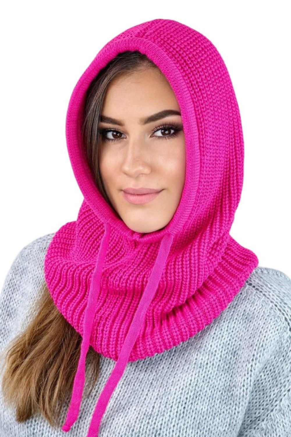 TEEK - Knitted Drawstring Hood Headwear HAT TEEK MH pink One Size