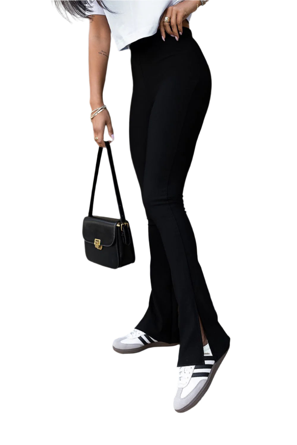 TEEK - Black Slit Foot Long Noe Leggings PANTS TEEK MH XS