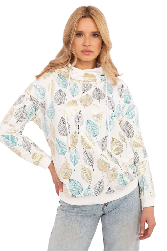 TEEK - Patterned Big Neck Hoodie Sweatshirt TOPS TEEK MH beige S