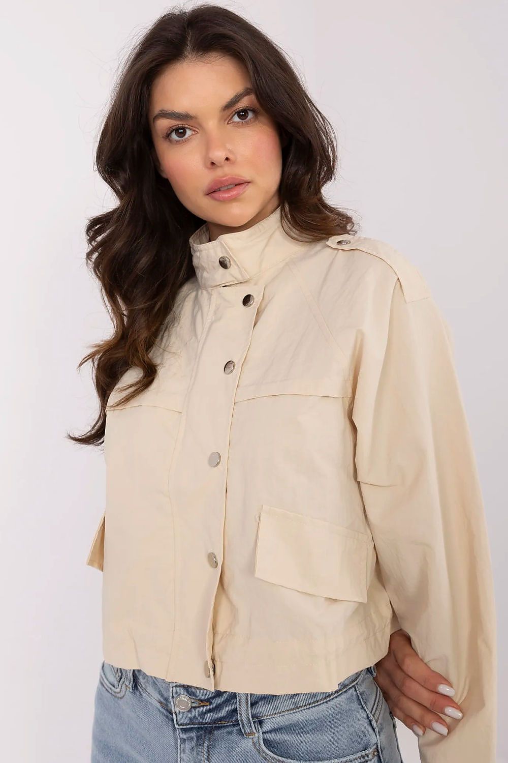 TEEK - Cinch Bottom Buttoned Zip Jacket JACKET TEEK MH beige One Size