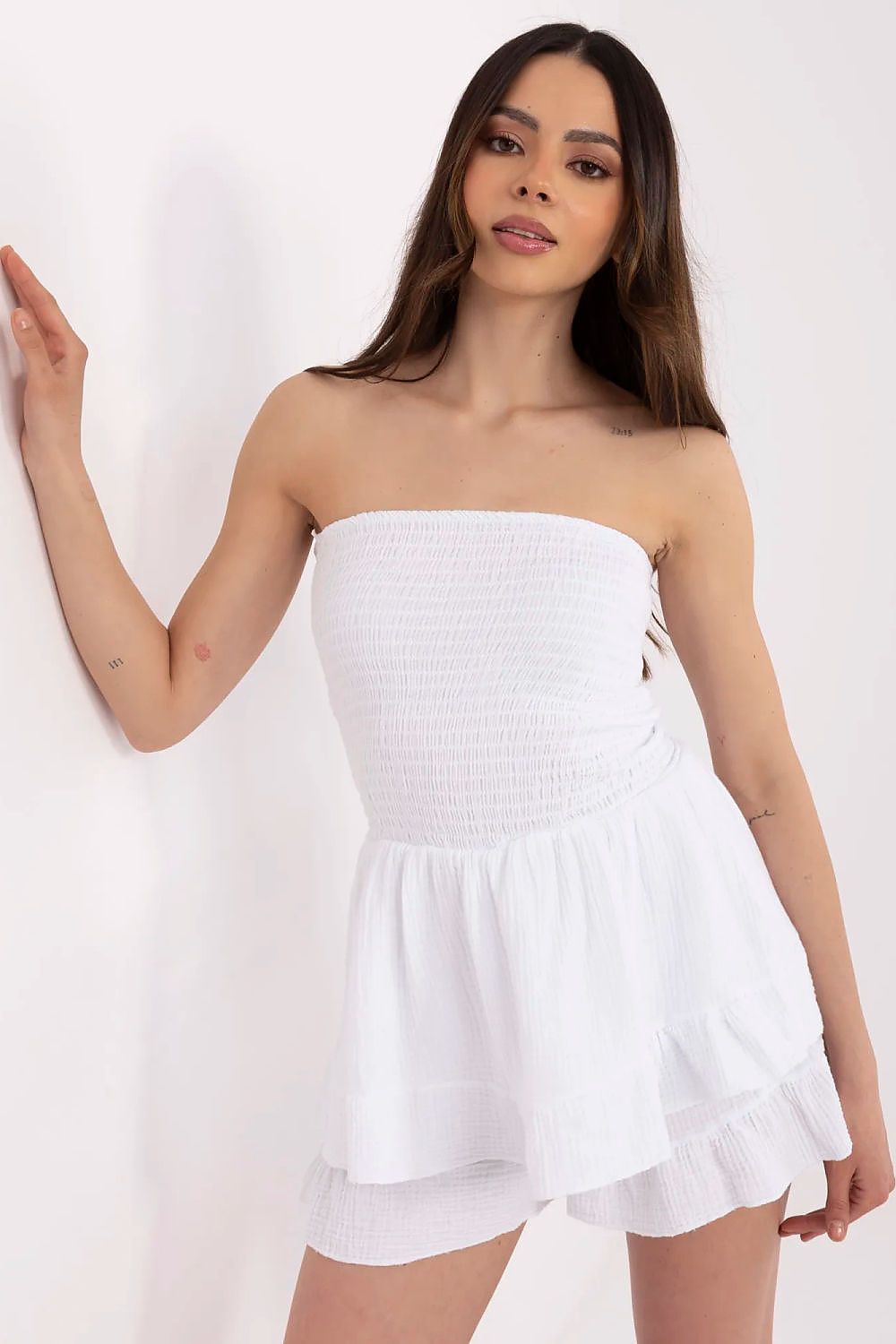 TEEK - Sleeveless Layered Ruffles Rumored JUMPSUIT TEEK MH white One Size
