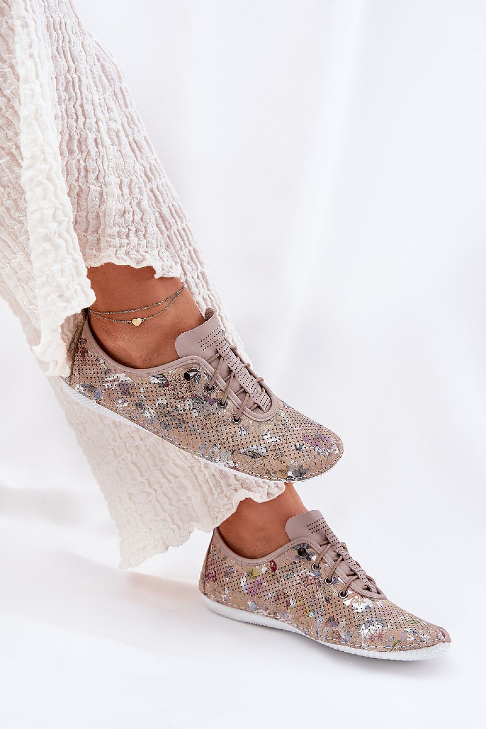 TEEK - Floral Leather Stretch Laced Low Loafers SHOES TEEK MH