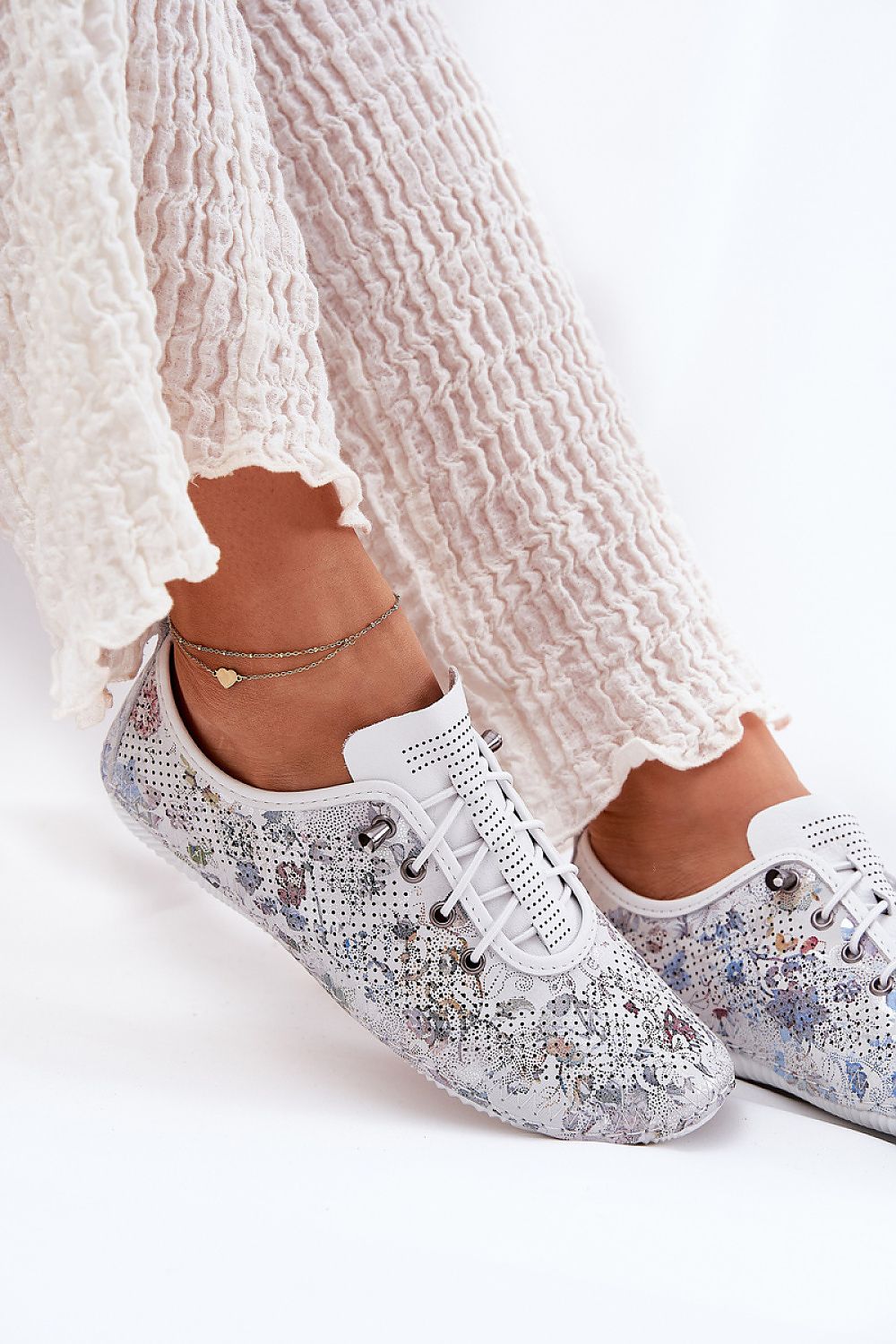 TEEK - Floral Leather Stretch Laced Low Loafers SHOES TEEK MH