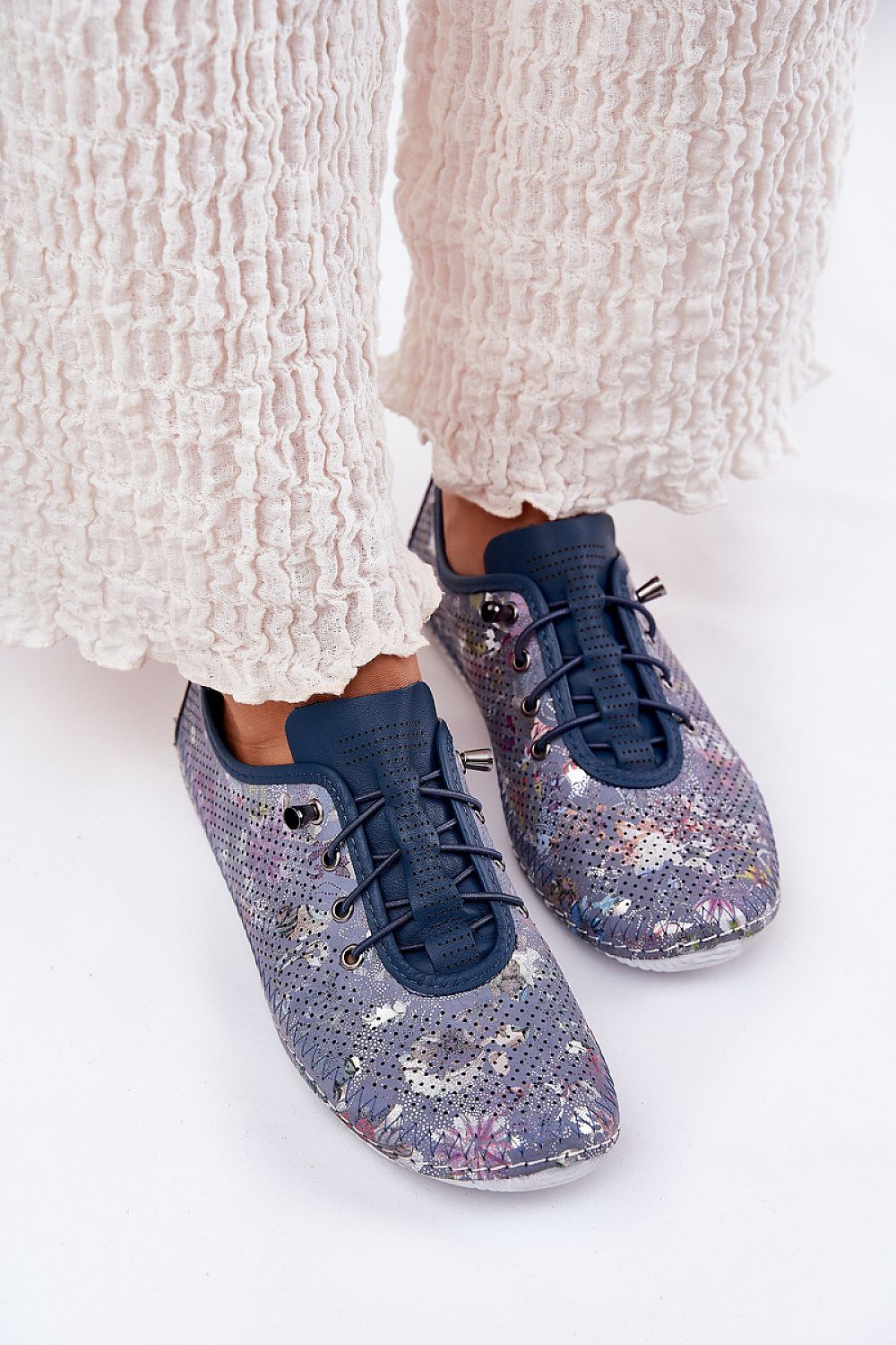 TEEK - Floral Leather Stretch Laced Low Loafers SHOES TEEK MH