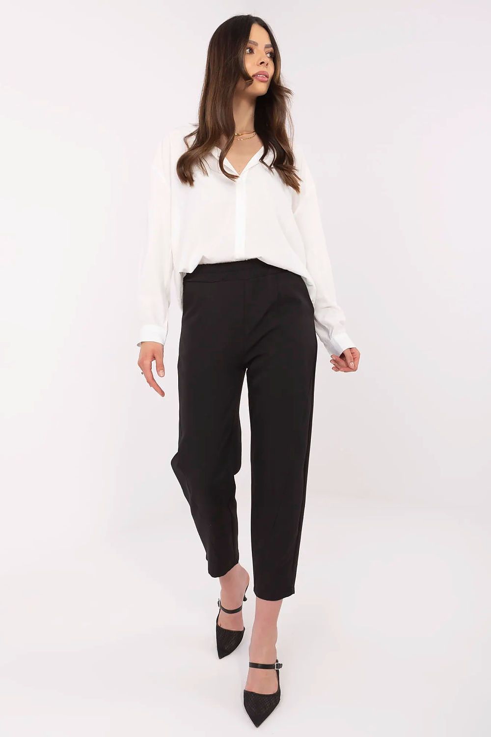 TEEK - Stretched Waist Pocketed Cropped Trousers PANTS TEEK MH black S