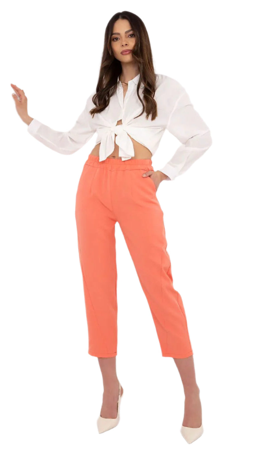 TEEK - Stretched Waist Pocketed Cropped Trousers PANTS TEEK MH orange S
