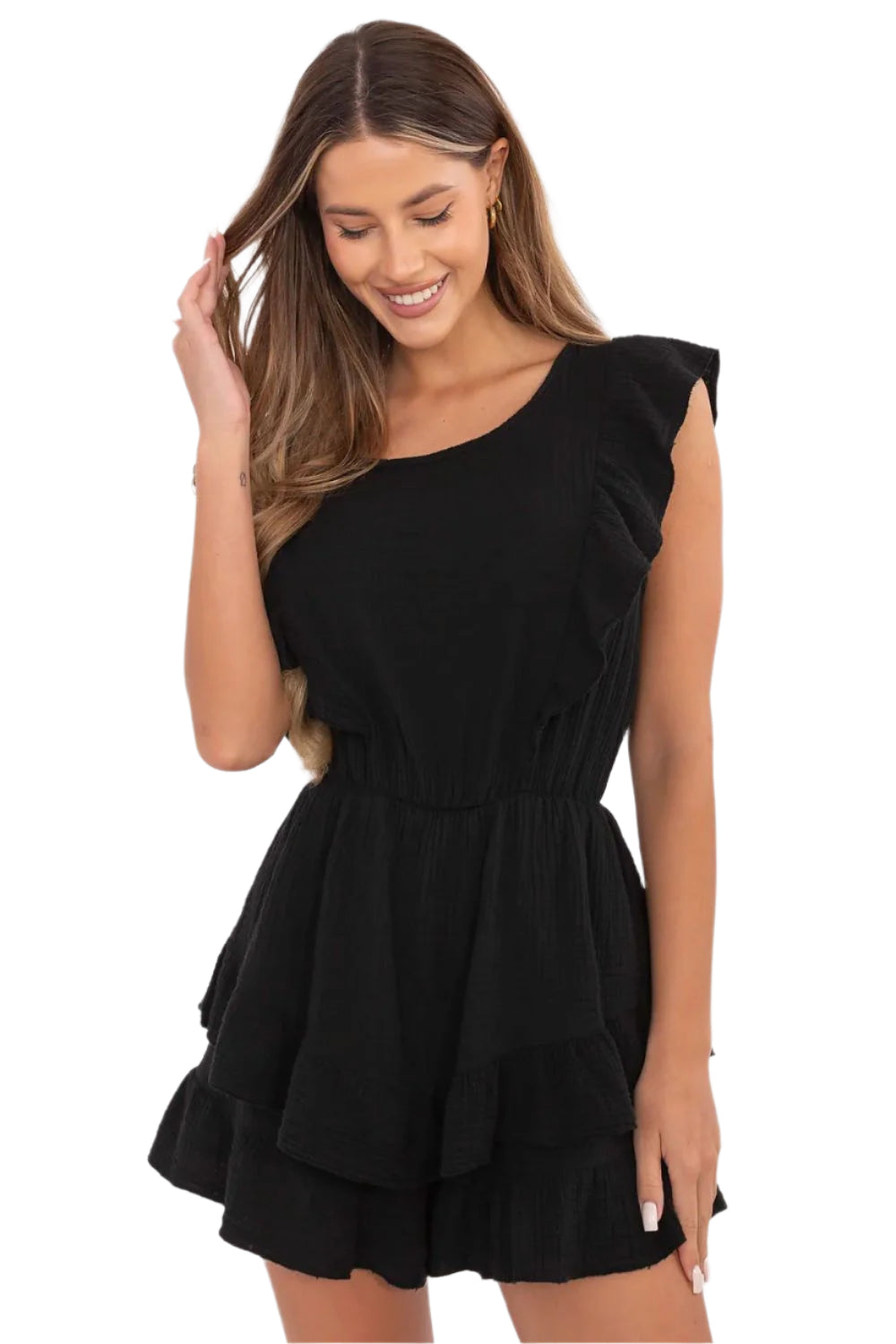 TEEK - Layered Ruffles Romper JUMPSUIT TEEK MH black One Size